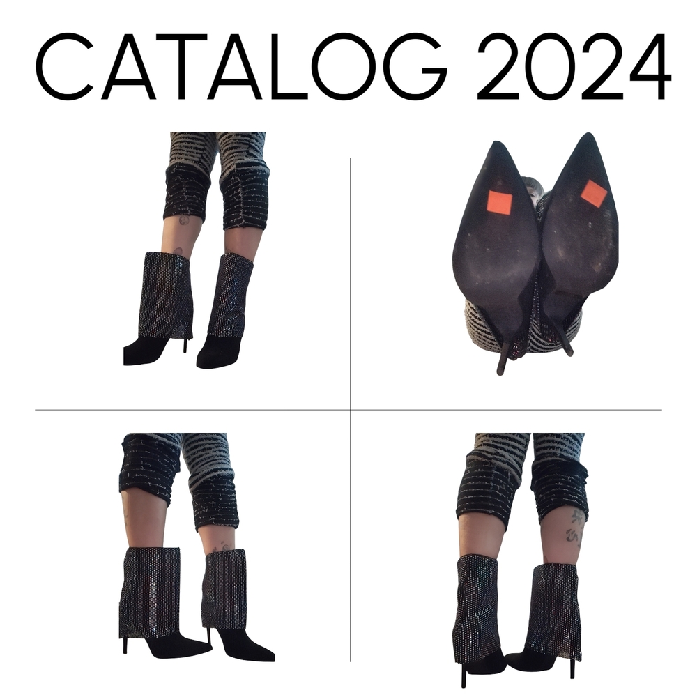 Fashion Nova Glitter Black Heeled Boots